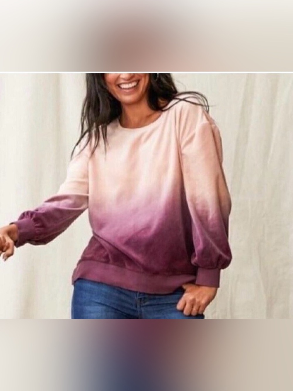 Matilda Jane Women’s Just Imagine Dip-Dye Velour Top/Sweatshirt size M